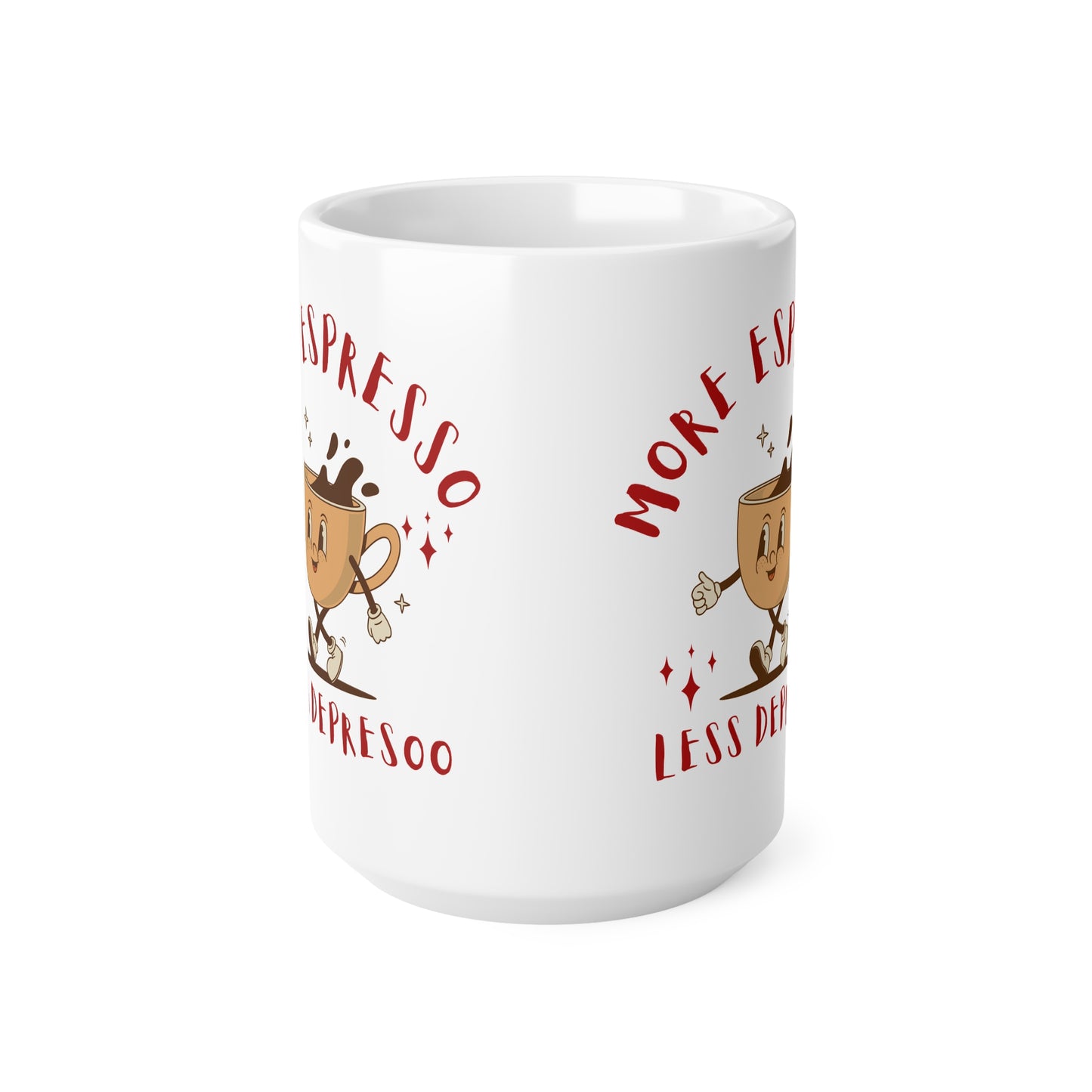 Funny Espresso Coffee Mug - More Espresso Less Depresso - Perfect Gift for Coffee Lovers